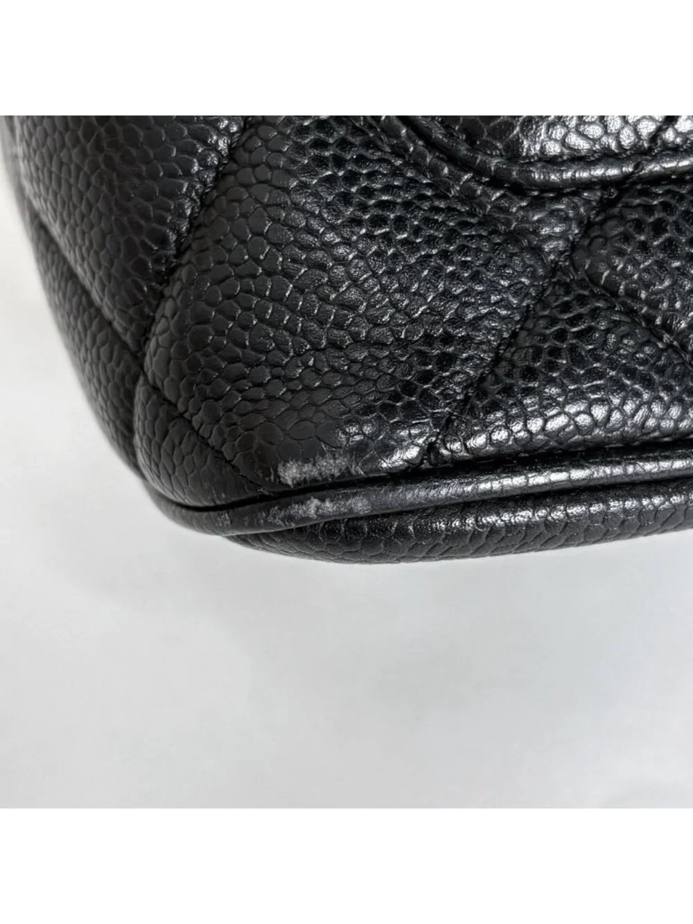Chanel Reissue Tote CC Logo Quilted Caviar Leather Black